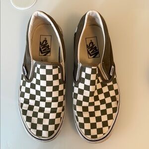 Vans womens Checkered Slip-On Shoes - Green and White